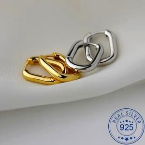 S925 Solid Sterling Silver Oval Classic Hoop Earrings